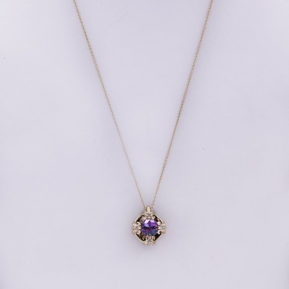 GALATEA DavinChi Amethyst 14K Gold Necklace - Picture 2 of 4